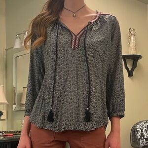 Boho Black White and Red Tunic size Medium